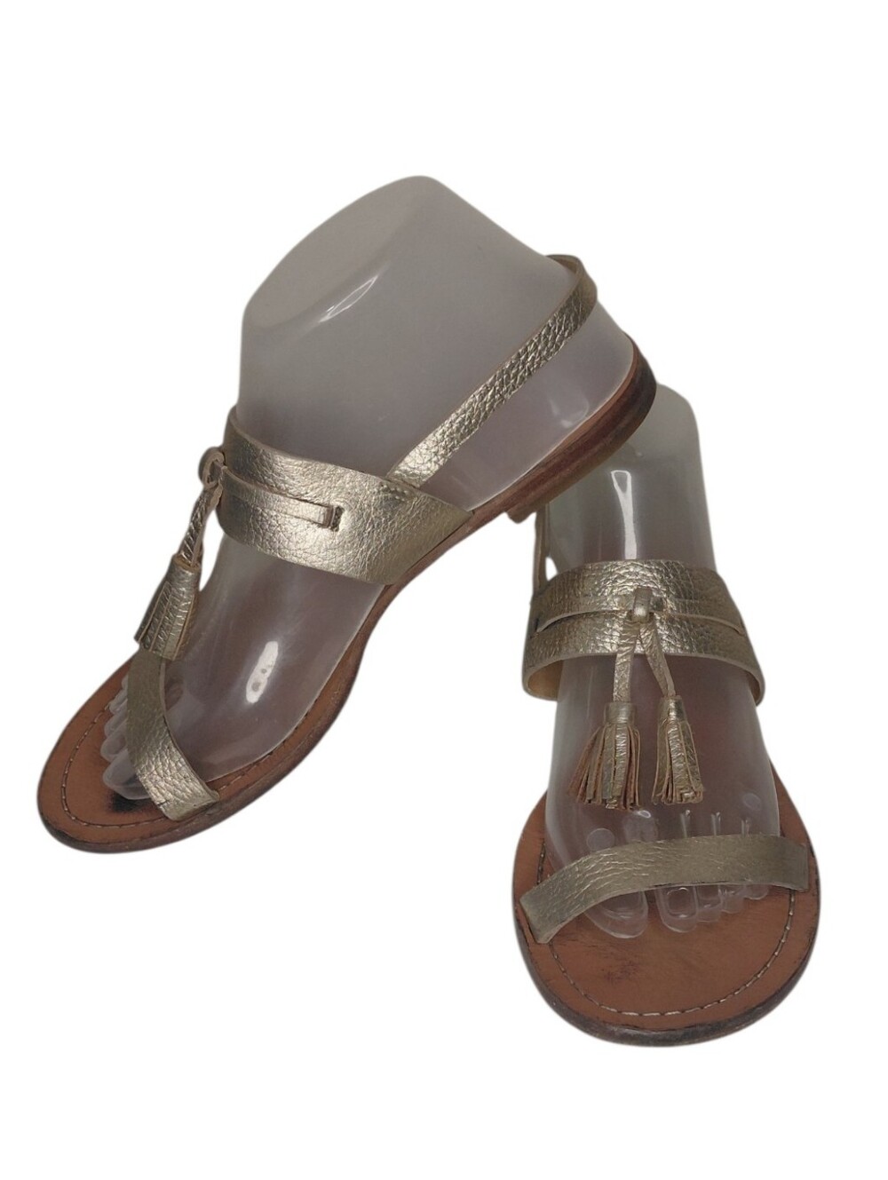 kate spade Gold Leather Tassel Sandals Size 8.5